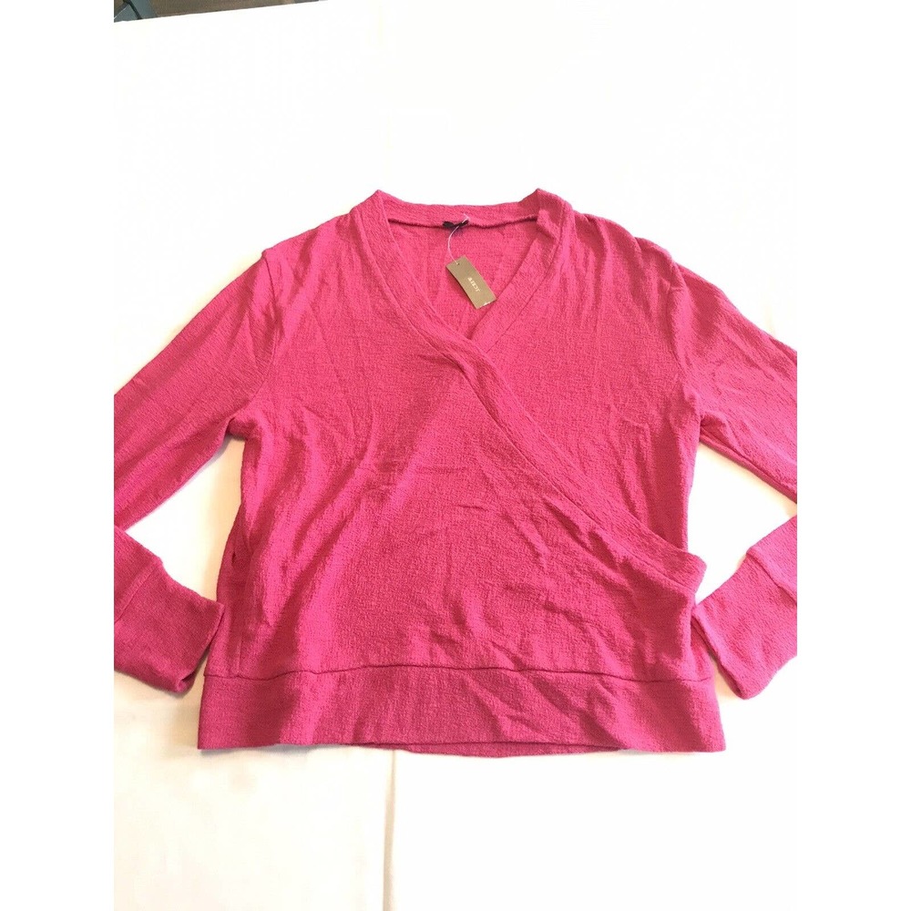 J.Crew Faux Wrap Pink Light Sweater Textured Crepe Crisp Berry Womens Size S